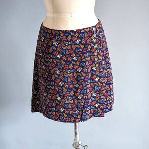 Madewell Ditsy Floral Print Faux Wrap 1990s Style Mini Skirt Size 2 Small